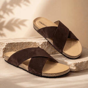 Cross-Strap Sandals – Dark Brown
