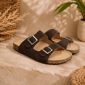 Double Buckle Sandals  – Dark Brown