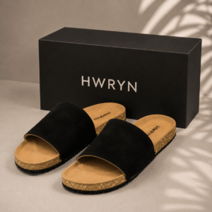 Leather Slide Sandals – Black