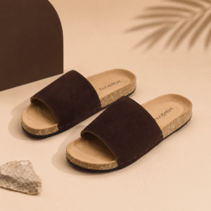 Leather Slide Sandals – Dark-Brown