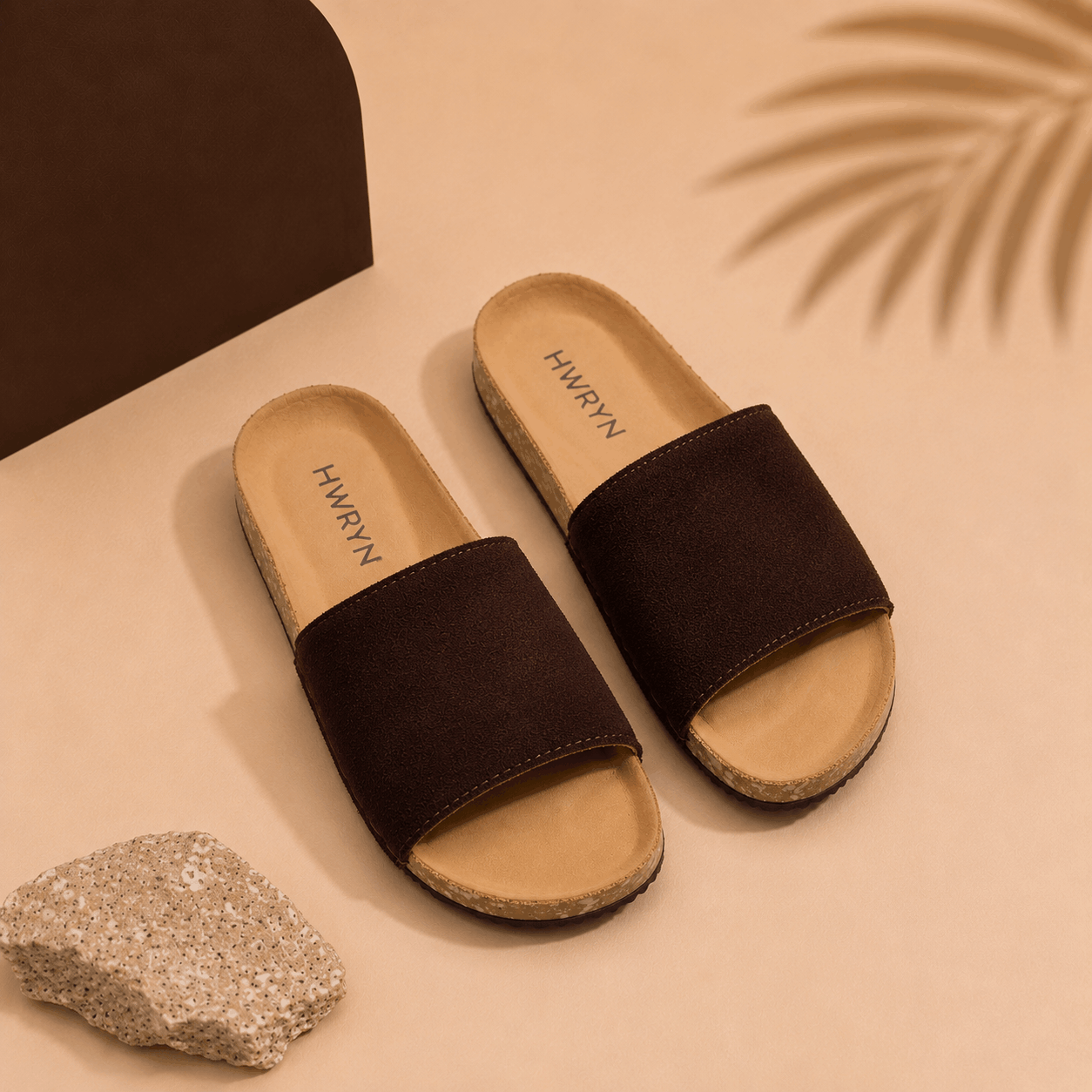 Leather Slide Sandals – Dark-Brown - Image 3