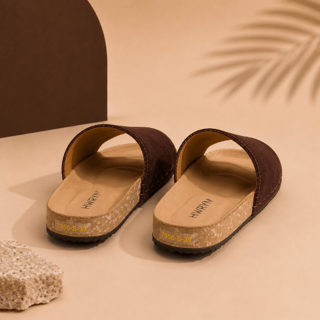 Leather Slide Sandals – Dark-Brown - Image 4