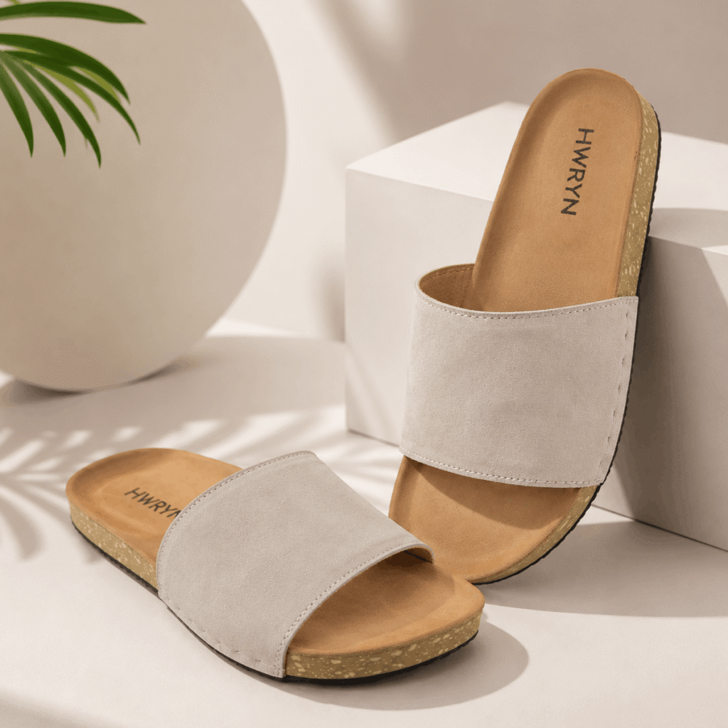 Leather Slide Sandals – White