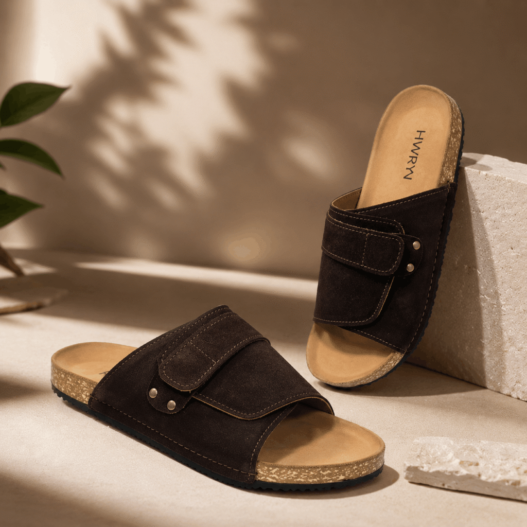 Velcro Strap Sandals – Dark Brown