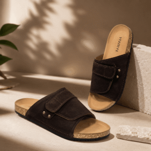 Velcro Strap Sandals – Dark Brown