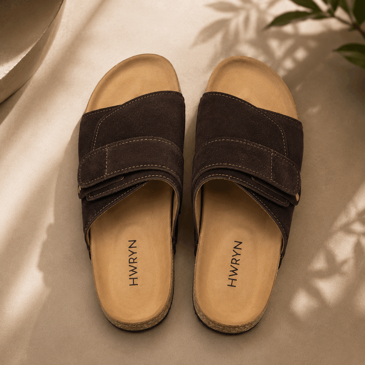 Velcro Strap Sandals – Dark Brown - Image 3