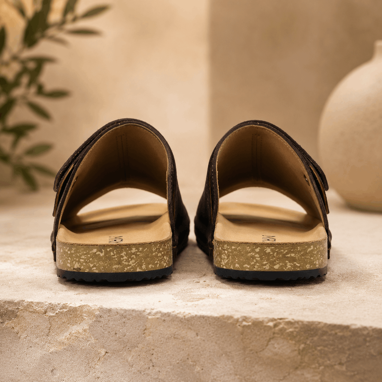 Velcro Strap Sandals – Dark Brown - Image 4